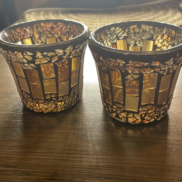Pier 1 Other - Set of two. Tan mosaic votive tea light candle holders.